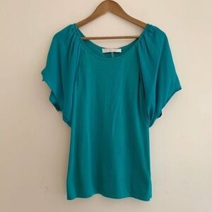 Trina Turk Silk Knit Top Small Teal